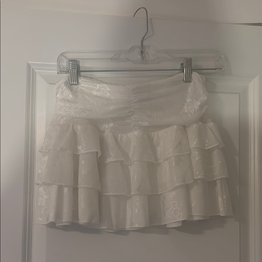 White Tiered Mini Skirt